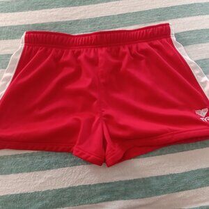 NWOT VINTAGE TYR RED w/ WHITE SIDES JERSEY ATHLETIC / GYM SHORTS, SIZE "XL"